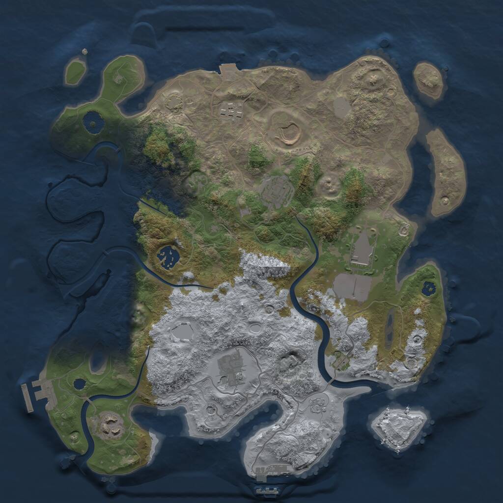 Rust Map: Procedural Map, Size: 3500, Seed: 47919389, 13 Monuments