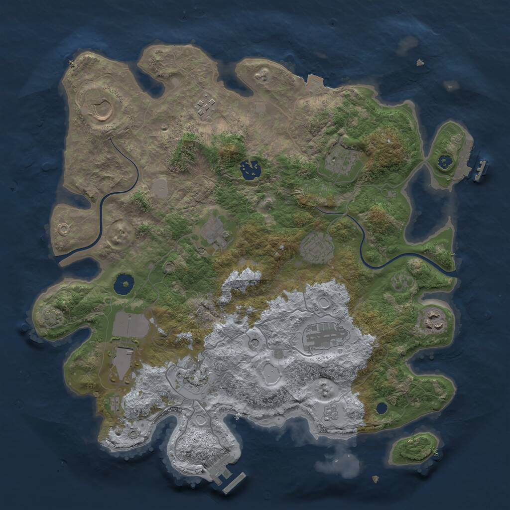 Rust Map: Procedural Map, Size: 3700, Seed: 1430127104, 16 Monuments