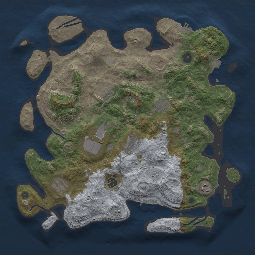 Rust Map: Procedural Map, Size: 3850, Seed: 48016035, 17 Monuments