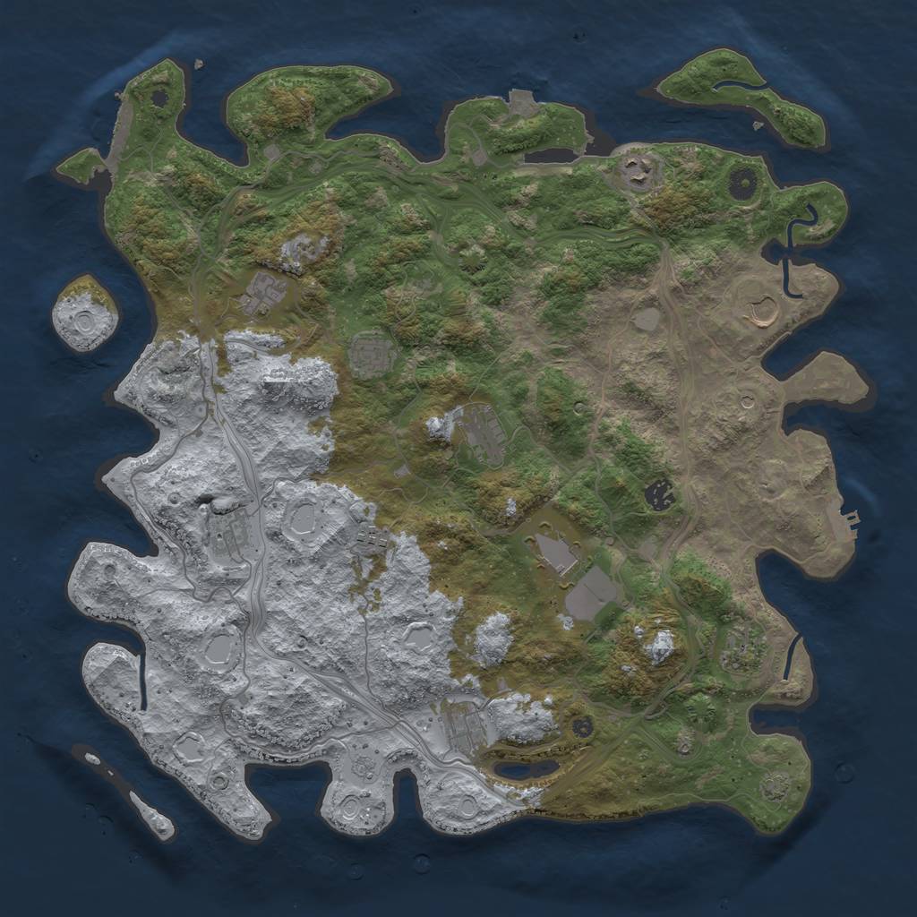 Rust Map: Procedural Map, Size: 4500, Seed: 77028444, 19 Monuments