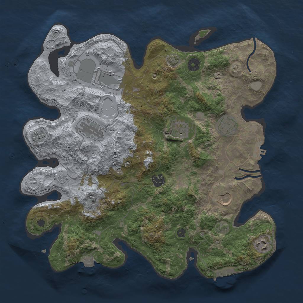 Rust Map: Procedural Map, Size: 3500, Seed: 506266950, 16 Monuments