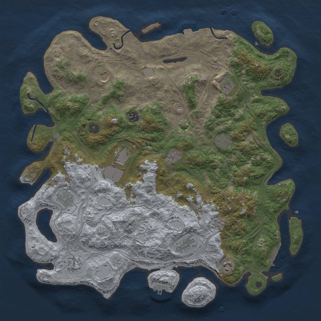 Rust Map: Procedural Map, Size: 4500, Seed: 1046747318, 19 Monuments
