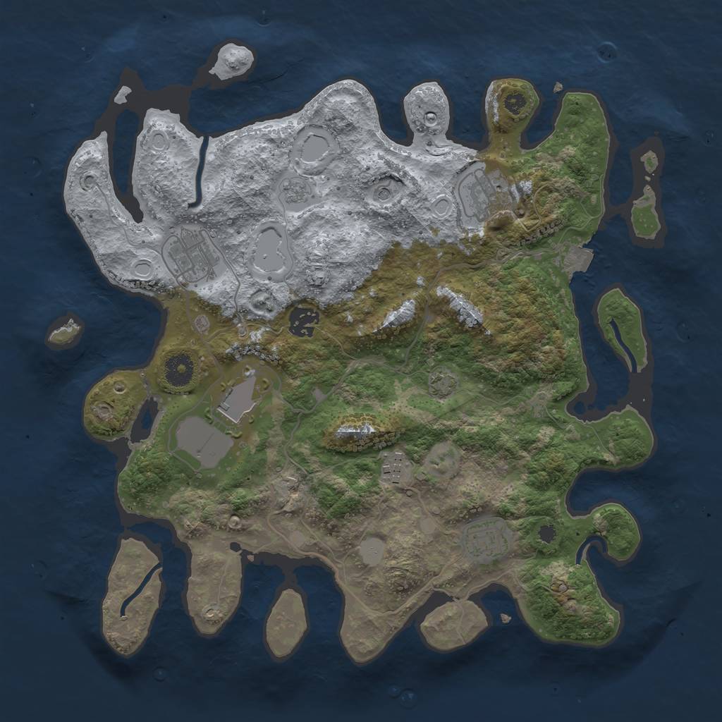 Rust Map: Procedural Map, Size: 3500, Seed: 2142164061, 12 Monuments