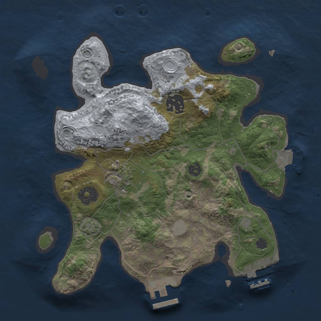 Rust Map: Procedural Map, Size: 2500, Seed: 1388627314, 8 Monuments