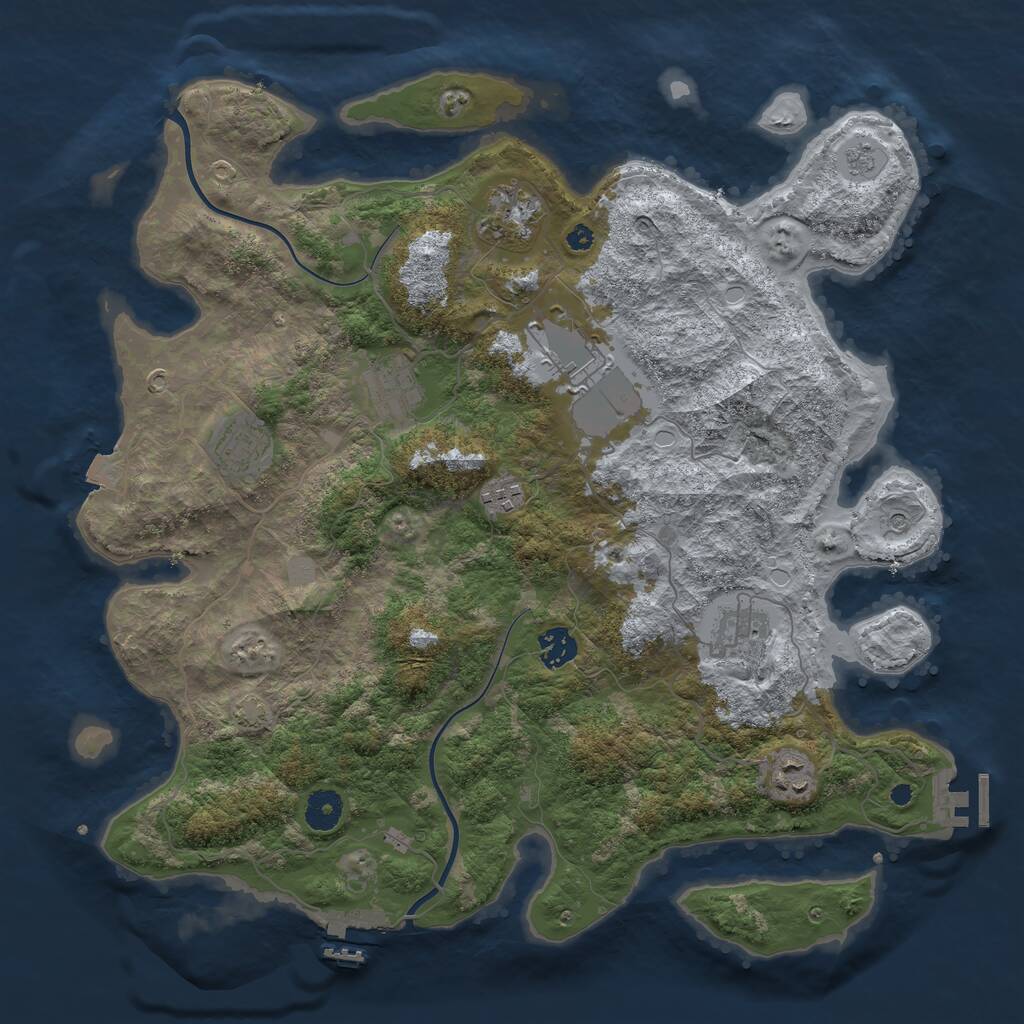 Rust Map: Procedural Map, Size: 3900, Seed: 7869696, 14 Monuments