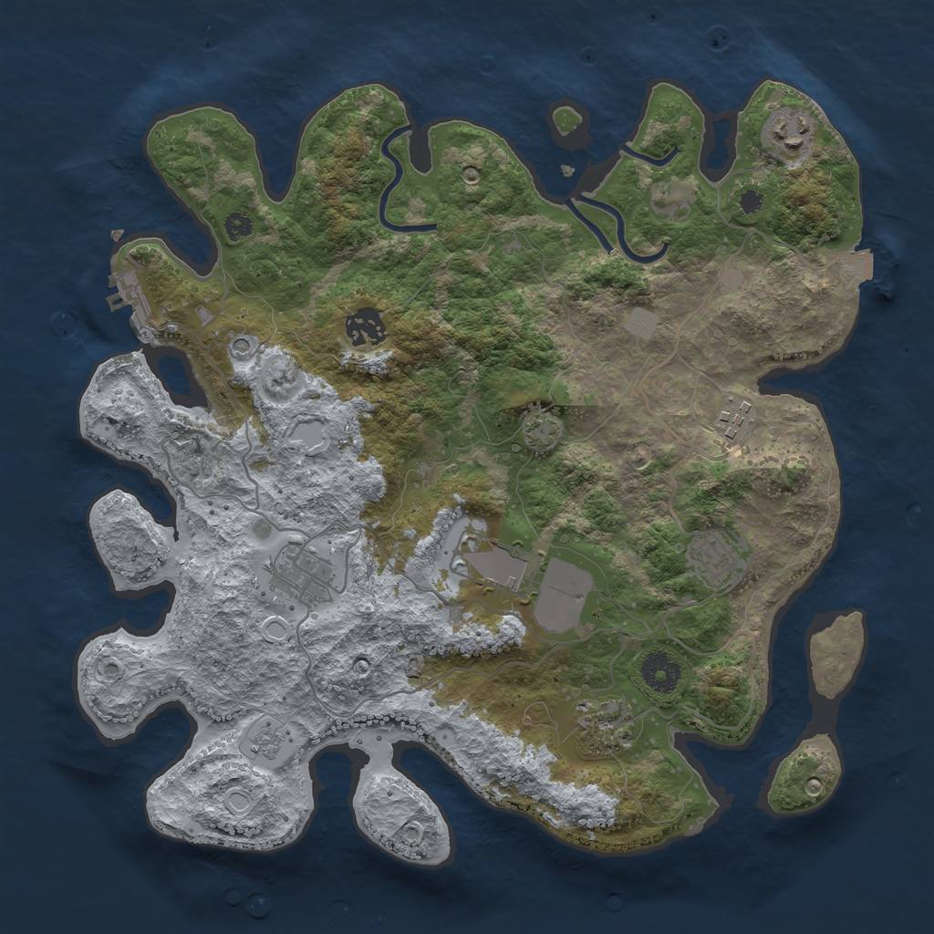 Rust Map: Procedural Map, Size: 3500, Seed: 814588569, 14 Monuments
