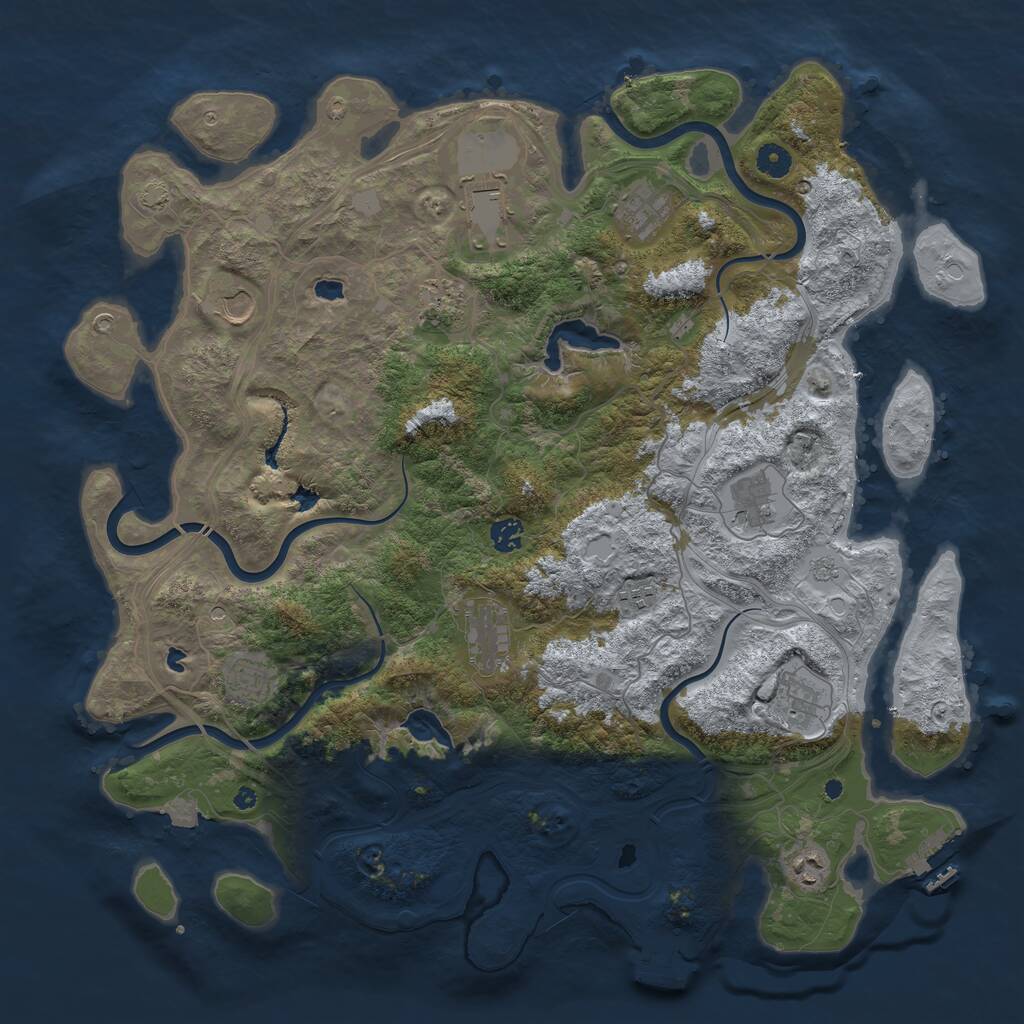 Rust Map: Procedural Map, Size: 4500, Seed: 527289196, 17 Monuments