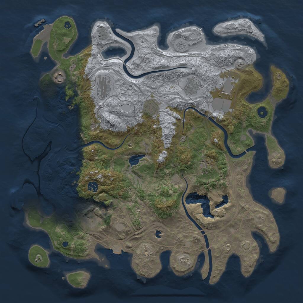 Rust Map: Procedural Map, Size: 4250, Seed: 1919866515, 15 Monuments