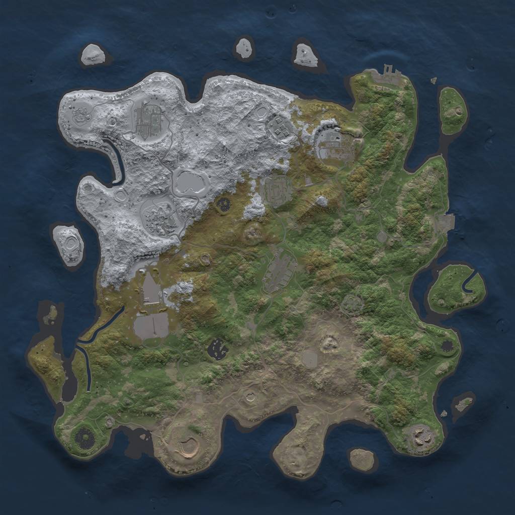 Rust Map: Procedural Map, Size: 3800, Seed: 112242782, 17 Monuments