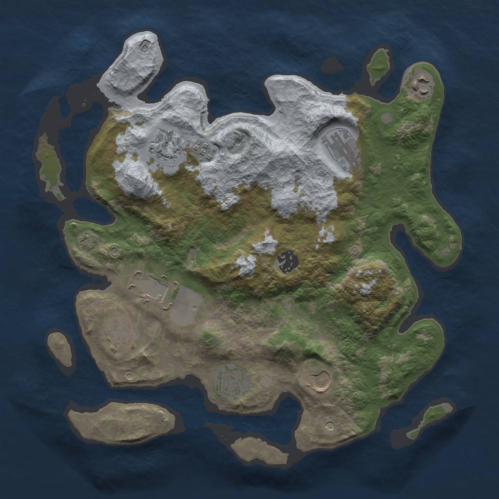 Rust Map: Barren, Size: 3500, Seed: 576181678, 13 Monuments