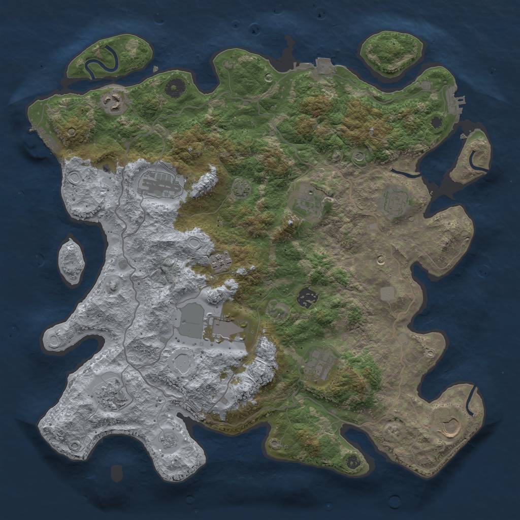 Rust Map: Procedural Map, Size: 4000, Seed: 85472, 18 Monuments