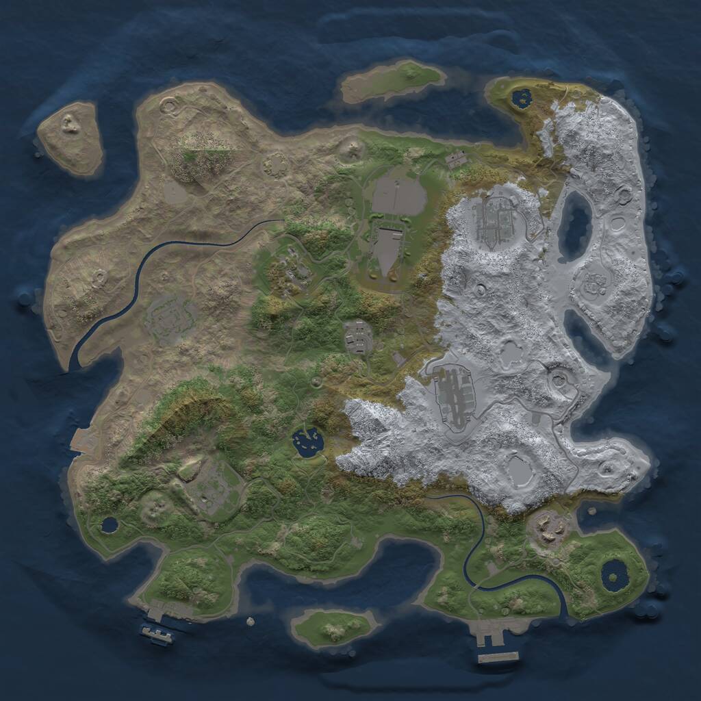 Rust Map: Procedural Map, Size: 3500, Seed: 999148768, 15 Monuments