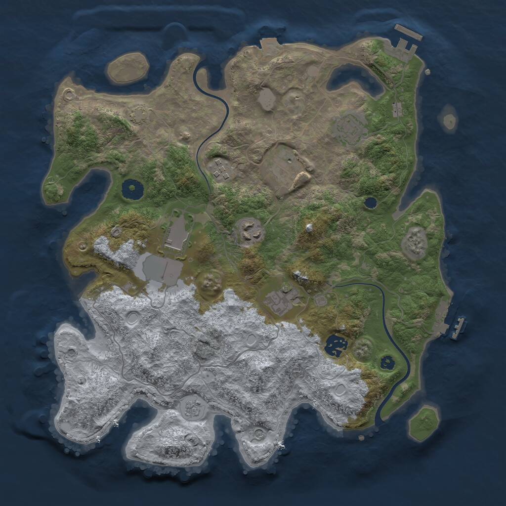 Rust Map: Procedural Map, Size: 3500, Seed: 412312159, 13 Monuments