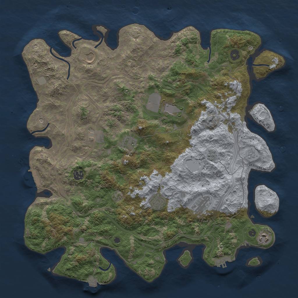 Rust Map: Procedural Map, Size: 4250, Seed: 1303998536, 17 Monuments