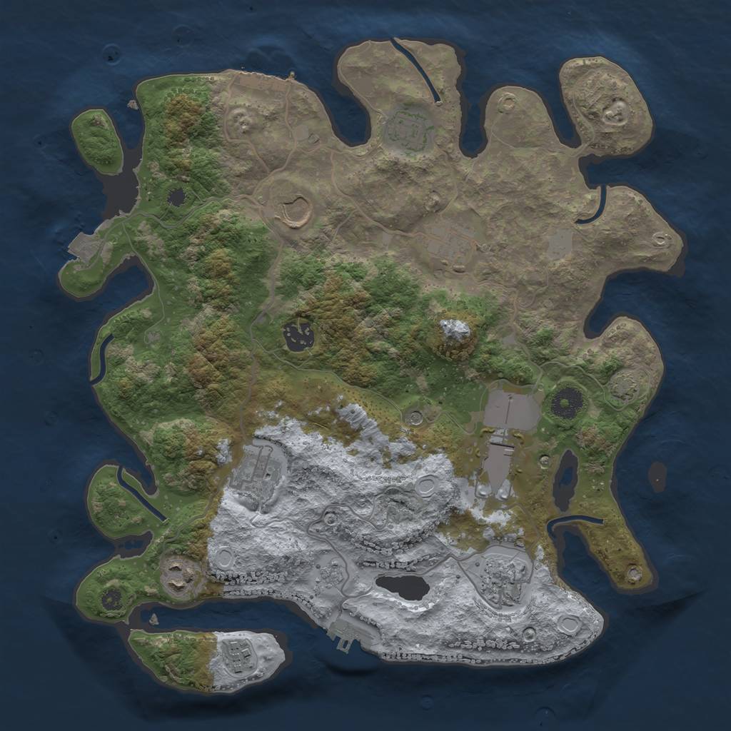 Rust Map: Procedural Map, Size: 3500, Seed: 1123399024, 17 Monuments