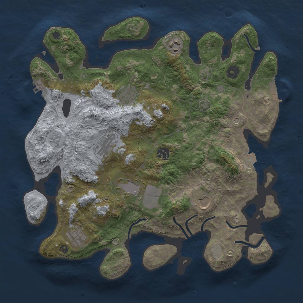 Rust Map: Procedural Map, Size: 3500, Seed: 841080087, 15 Monuments