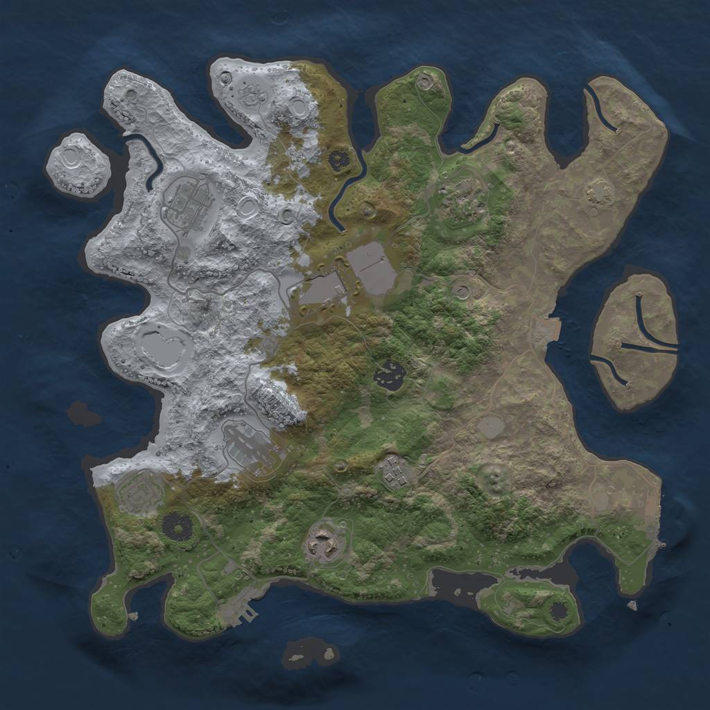 Rust Map: Procedural Map, Size: 3500, Seed: 719187560, 16 Monuments