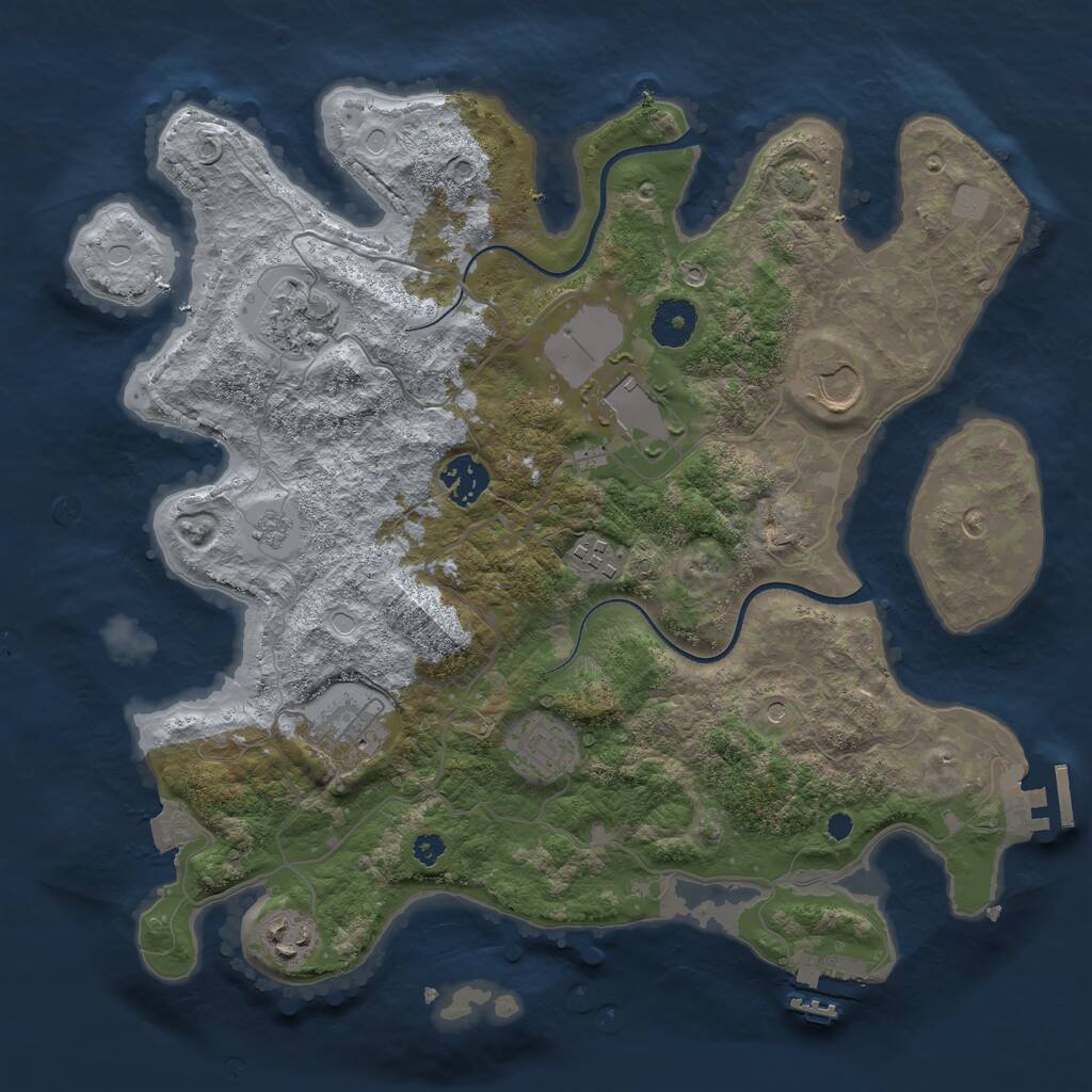 Rust Map: Procedural Map, Size: 3500, Seed: 719187560, 14 Monuments