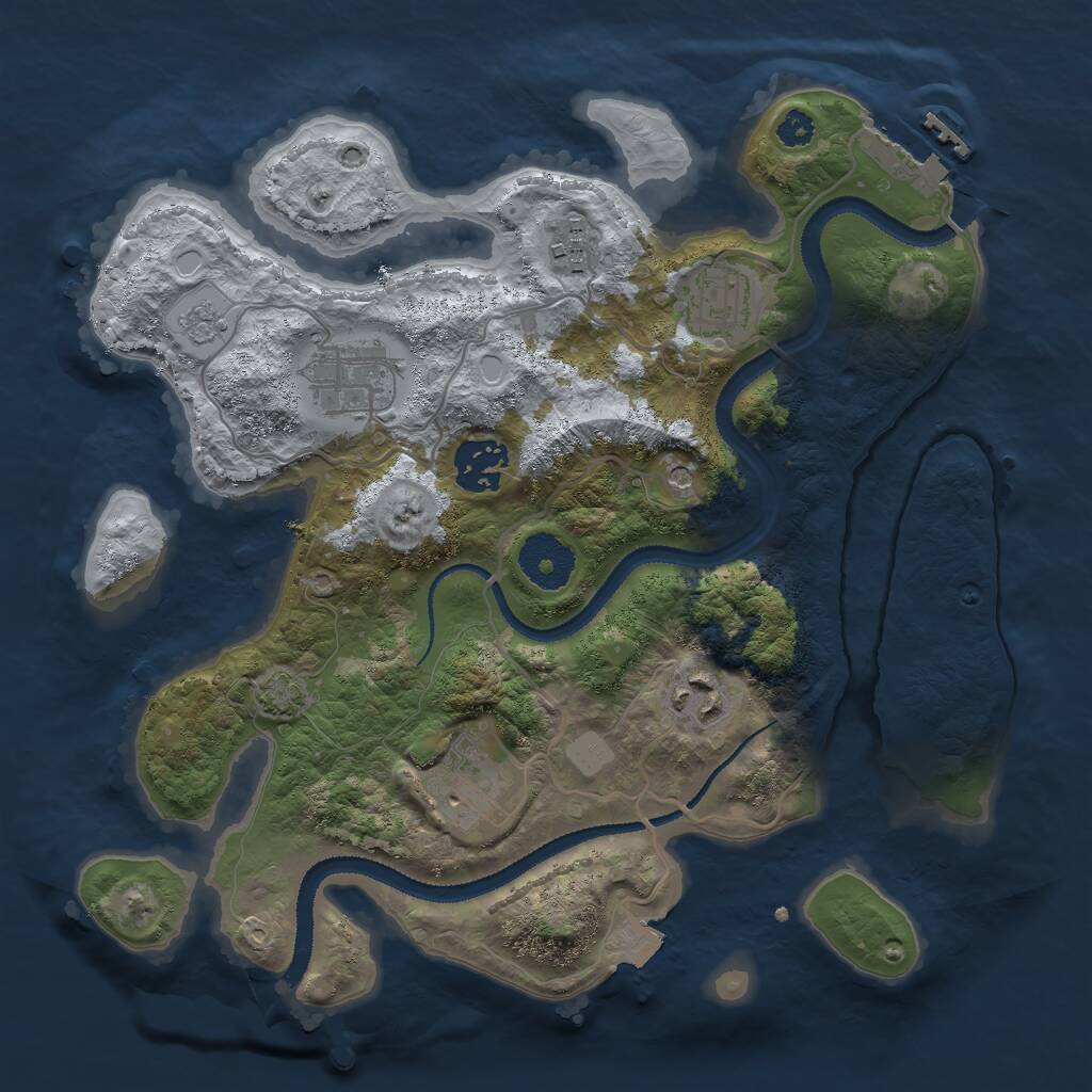 Rust Map: Procedural Map, Size: 3000, Seed: 20924, 11 Monuments