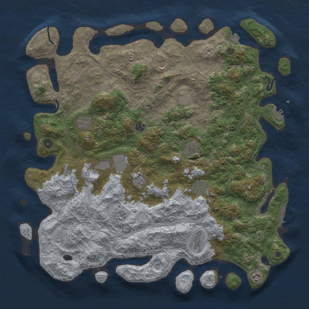 Rust Map: Procedural Map, Size: 4800, Seed: 1034590355, 19 Monuments
