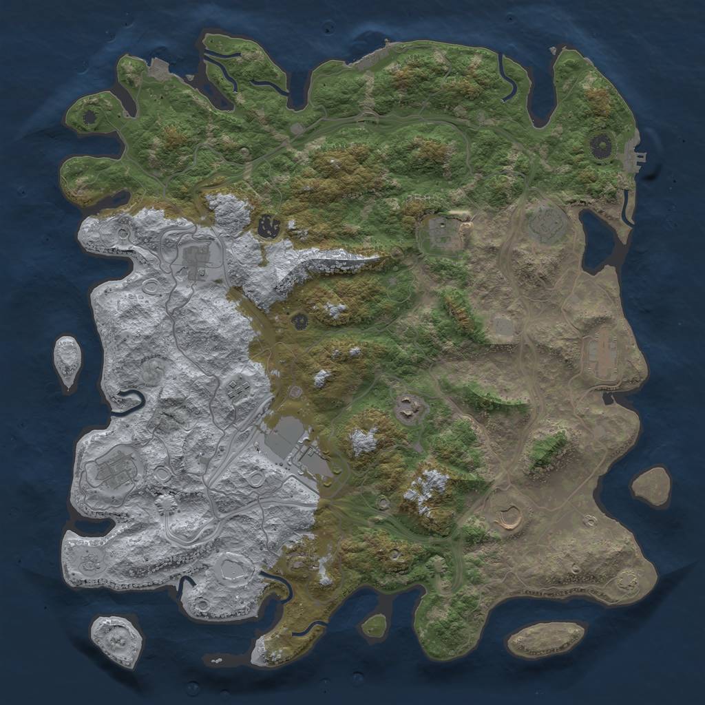 Rust Map: Procedural Map, Size: 4500, Seed: 855, 19 Monuments