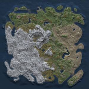 Thumbnail Rust Map: Procedural Map, Size: 5000, Seed: 74695156, 16 Monuments