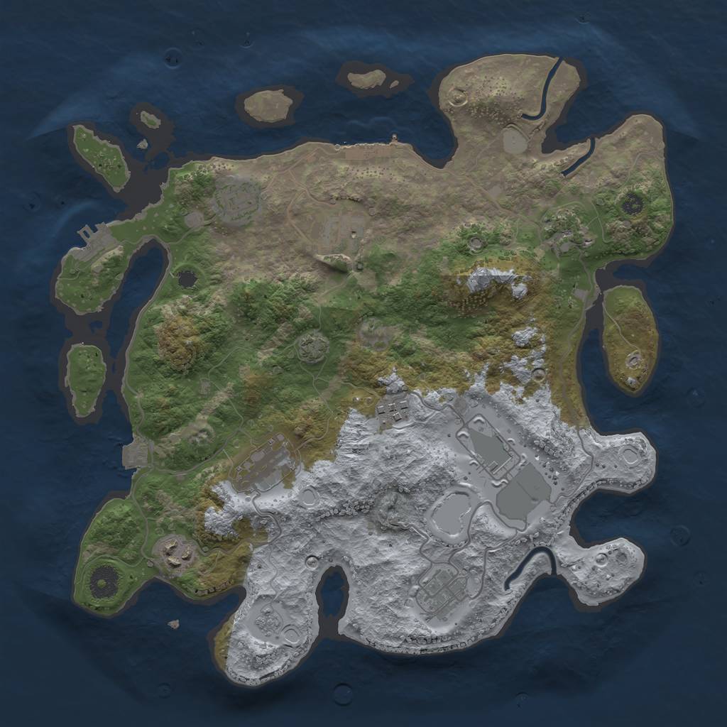 Rust Map: Procedural Map, Size: 3500, Seed: 585944, 15 Monuments