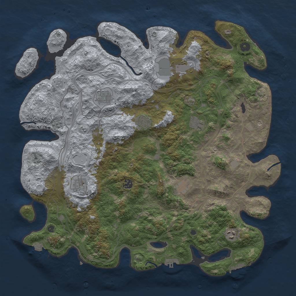 Rust Map: Procedural Map, Size: 4500, Seed: 55532555, 17 Monuments