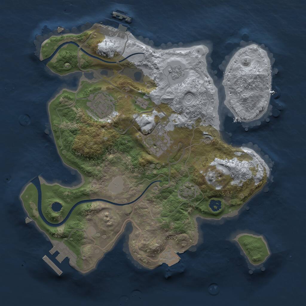 Rust Map: Procedural Map, Size: 2500, Seed: 296523753, 7 Monuments