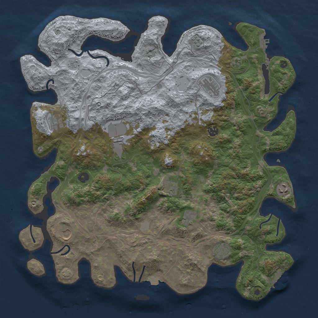 Rust Map: Procedural Map, Size: 4500, Seed: 73554412, 18 Monuments