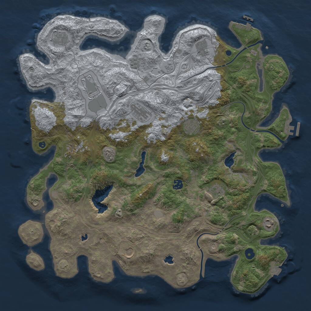 Rust Map: Procedural Map, Size: 4500, Seed: 73554412, 17 Monuments