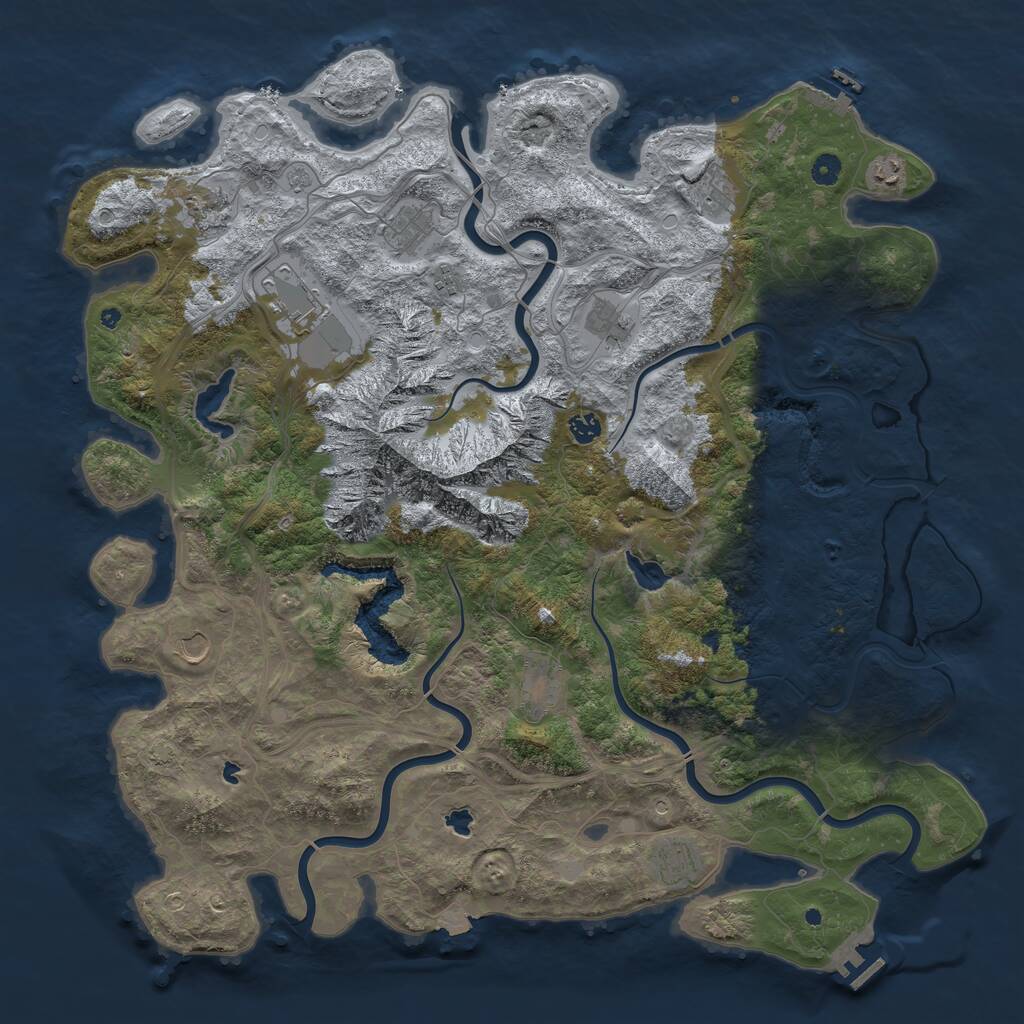 Rust Map: Procedural Map, Size: 5000, Seed: 628, 17 Monuments