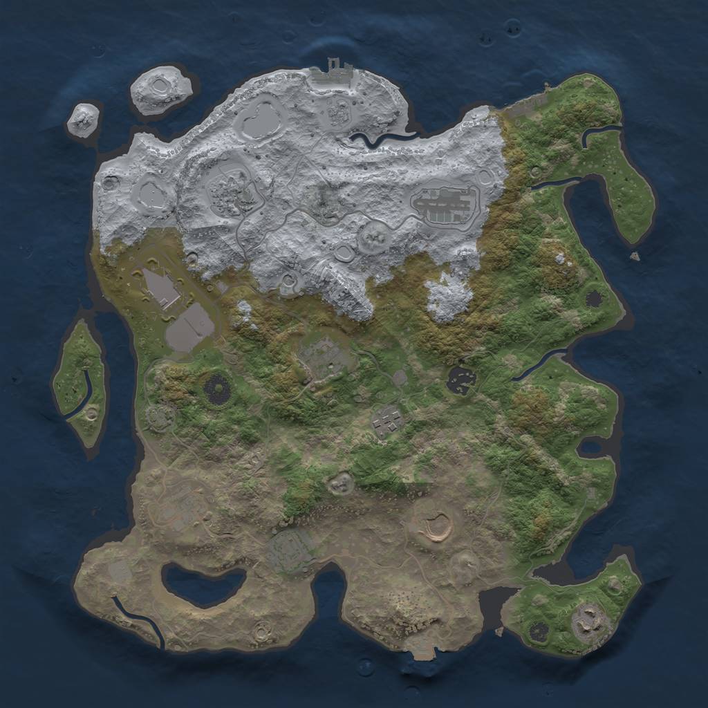 Rust Map: Procedural Map, Size: 3750, Seed: 533226187, 18 Monuments