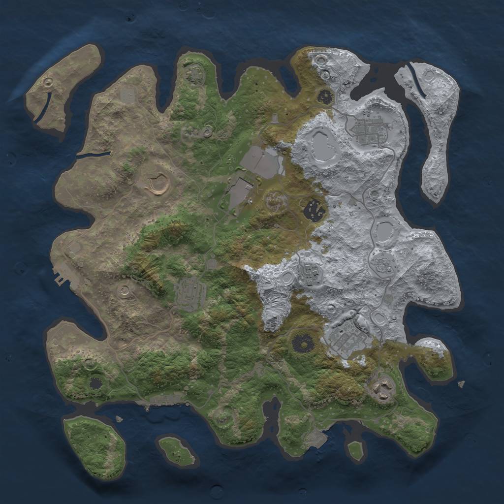 Rust Map: Procedural Map, Size: 3600, Seed: 46234308, 16 Monuments