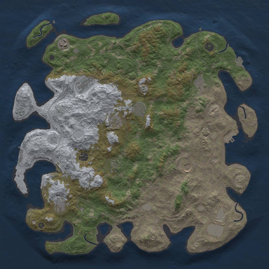 Rust Map: Procedural Map, Size: 4500, Seed: 1263331673, 19 Monuments