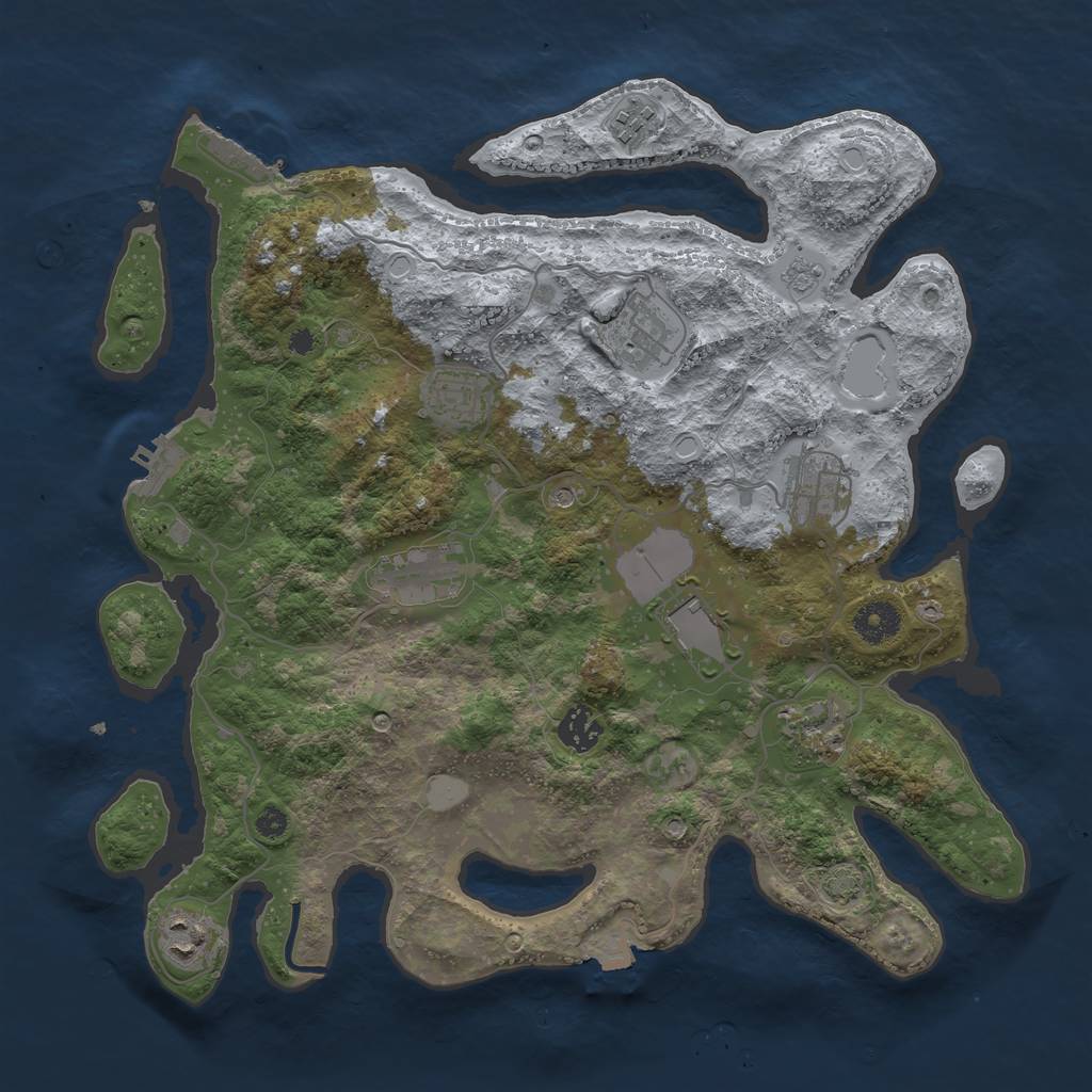 Rust Map: Procedural Map, Size: 3700, Seed: 688027882, 17 Monuments