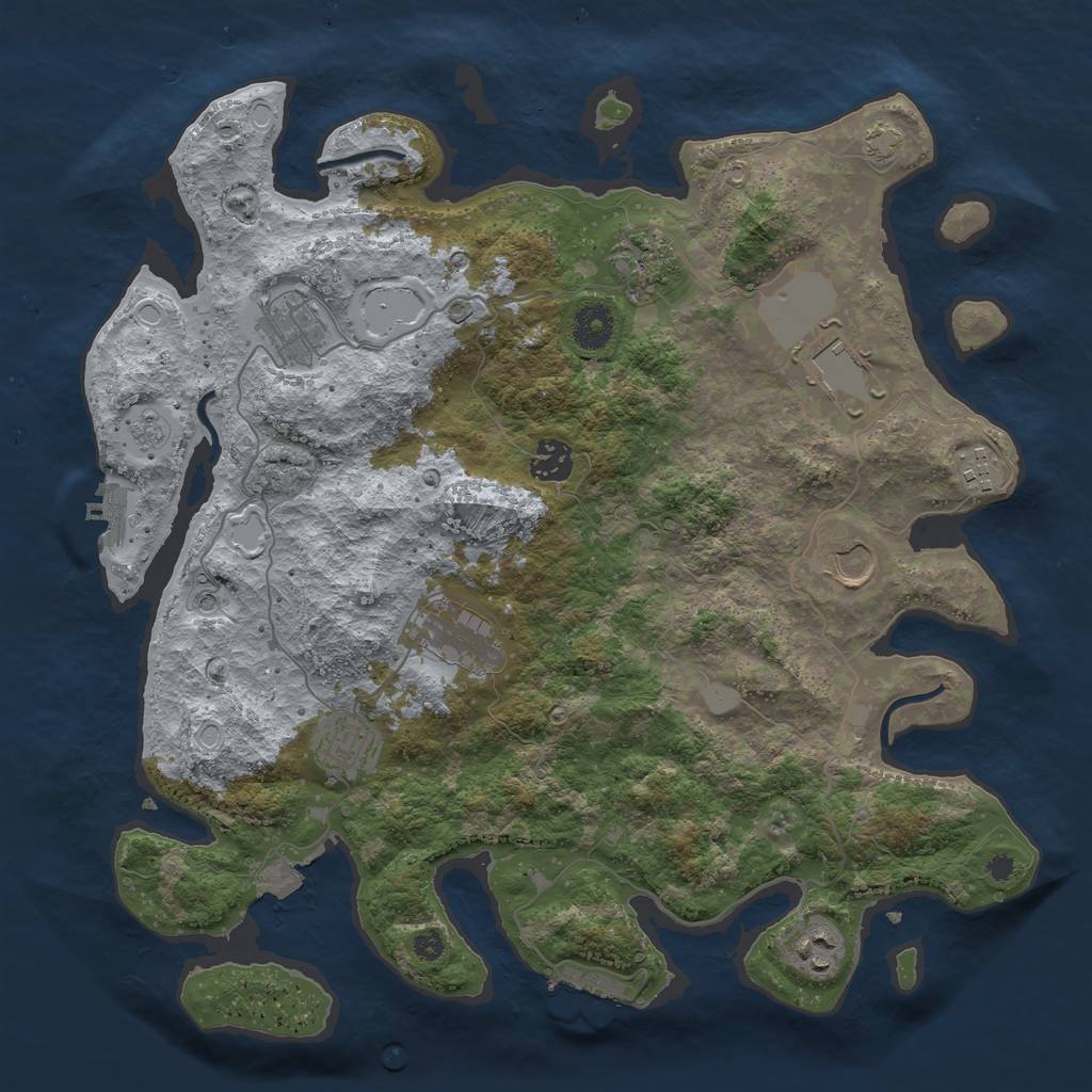 Rust Map: Procedural Map, Size: 3750, Seed: 1931037354, 17 Monuments