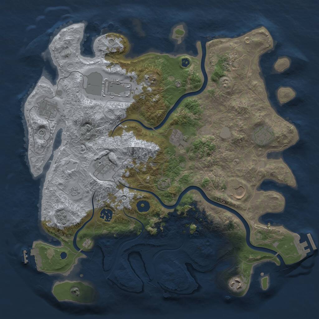 Rust Map: Procedural Map, Size: 3750, Seed: 1931037354, 16 Monuments
