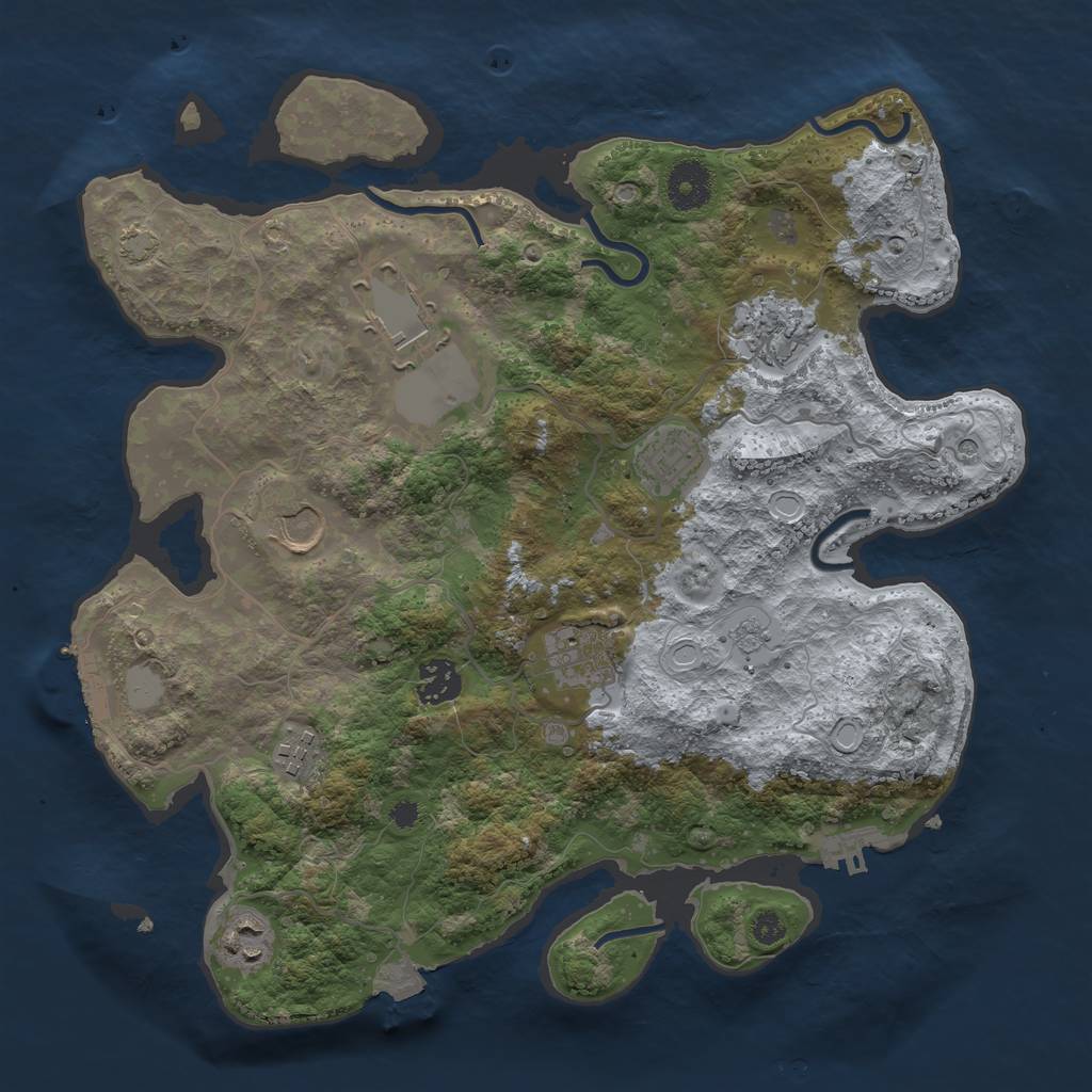 Rust Map: Procedural Map, Size: 3500, Seed: 1354770133, 16 Monuments