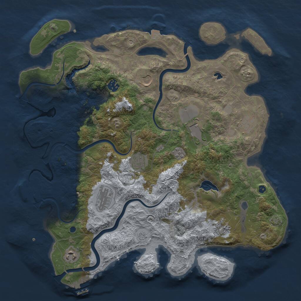 Rust Map: Procedural Map, Size: 4000, Seed: 1836213853, 15 Monuments