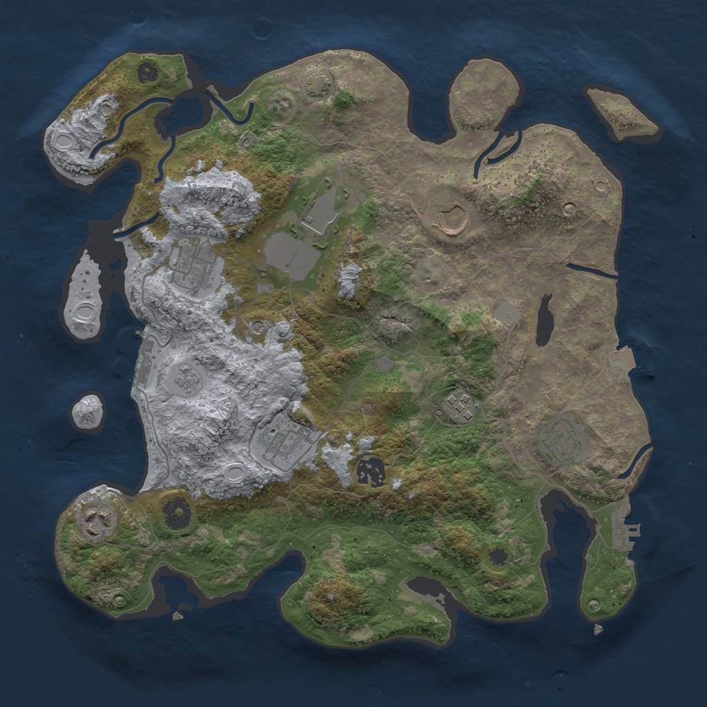 Rust Map: Procedural Map, Size: 3500, Seed: 1758319379, 16 Monuments