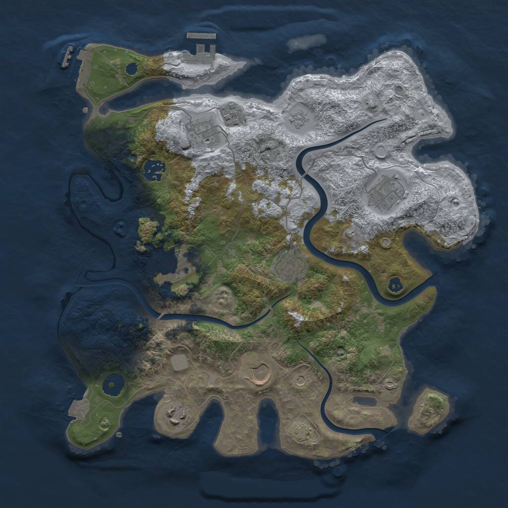 Rust Map: Procedural Map, Size: 3500, Seed: 1154303544, 14 Monuments