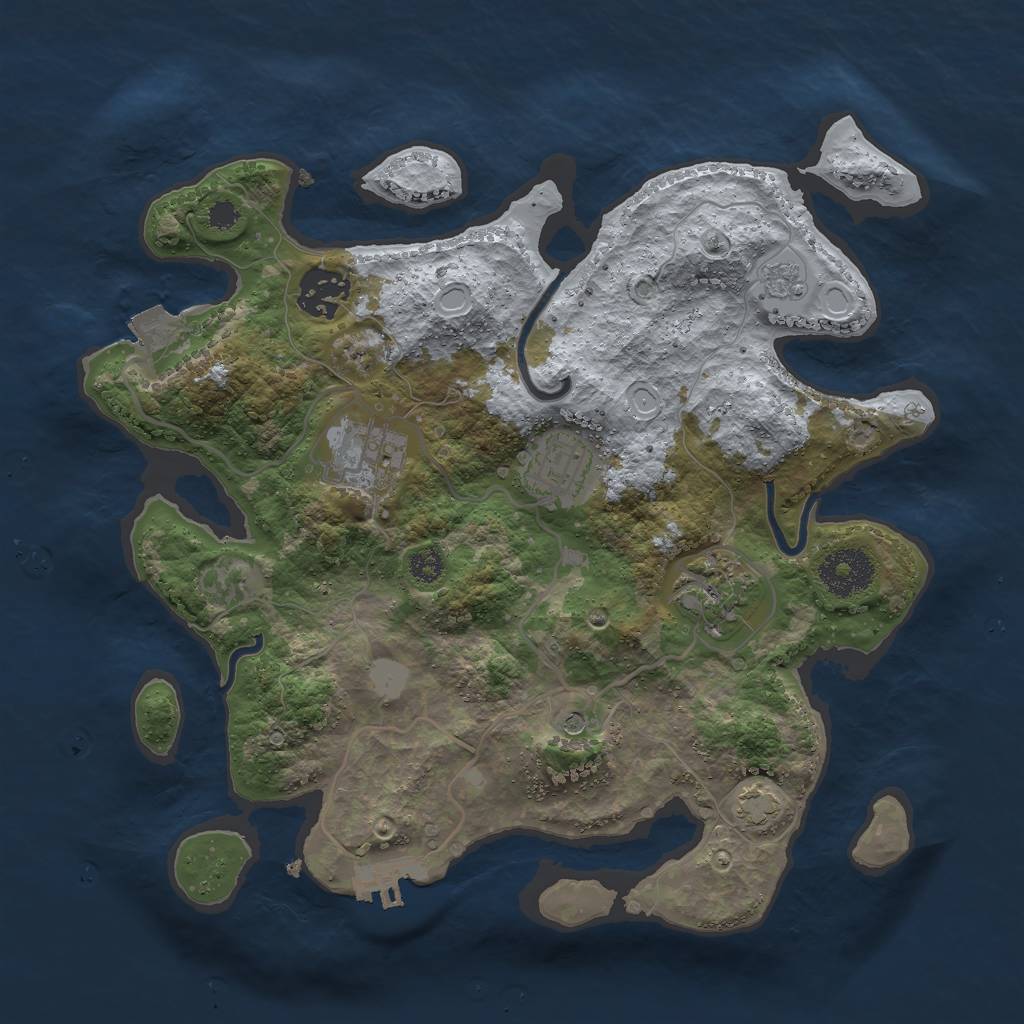 Rust Map: Procedural Map, Size: 3000, Seed: 1927583100, 11 Monuments