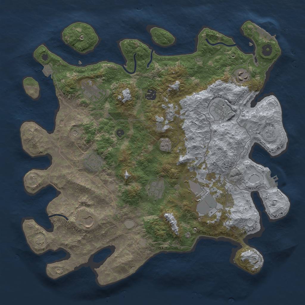 Rust Map: Procedural Map, Size: 4000, Seed: 566403098, 17 Monuments