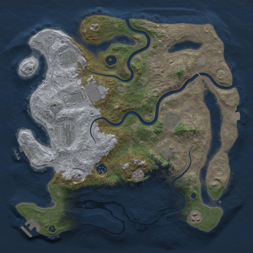 Rust Map: Procedural Map, Size: 3640, Seed: 1441133105, 15 Monuments