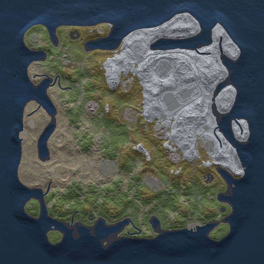 Rust Map: Procedural Map, Size: 4000, Seed: 470851528, 19 Monuments