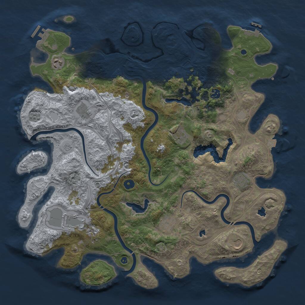 Rust Map: Procedural Map, Size: 4500, Seed: 37617, 16 Monuments