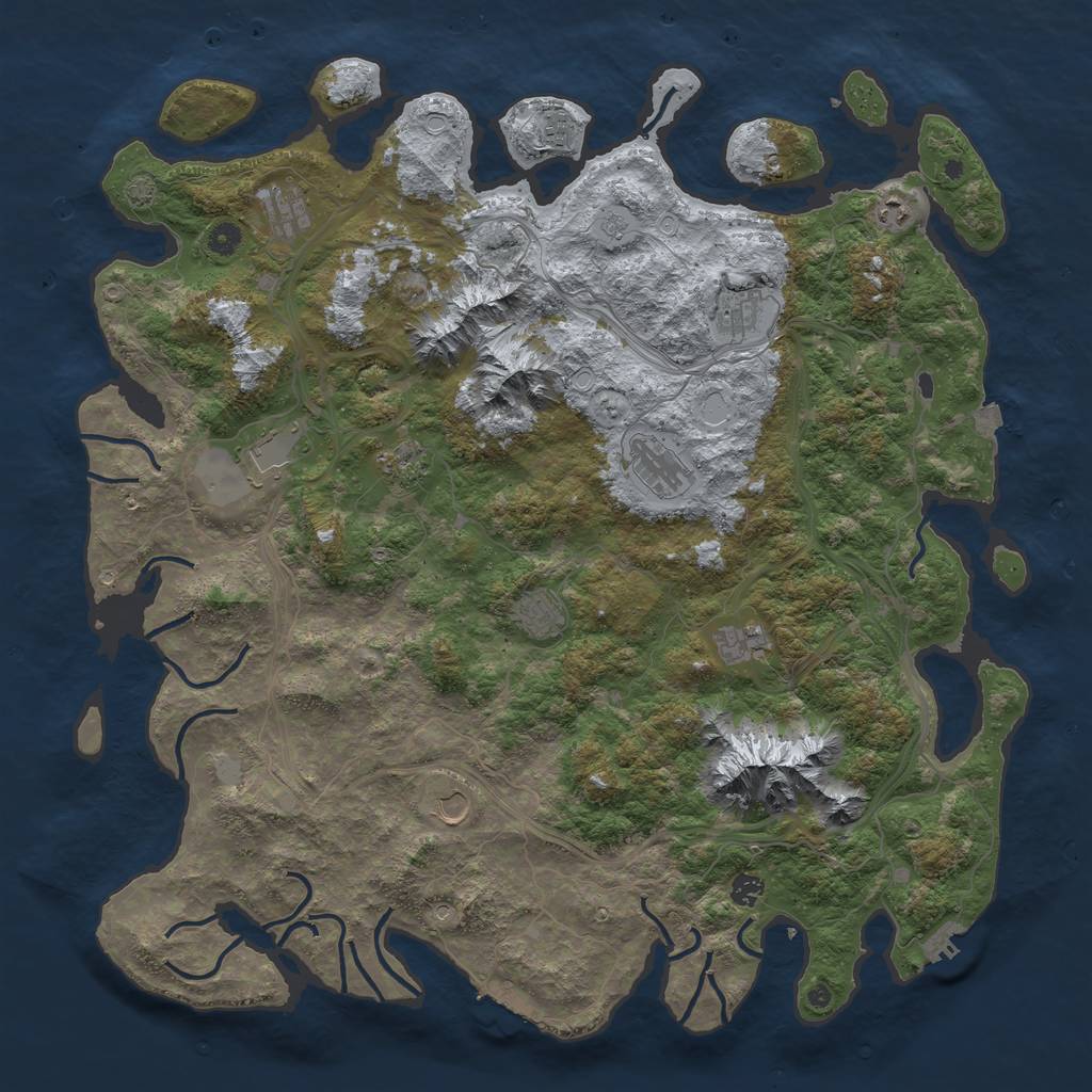 Rust Map: Procedural Map, Size: 5000, Seed: 737965848, 19 Monuments