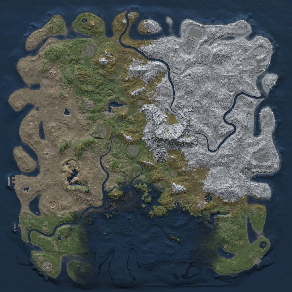 Rust Map: Procedural Map, Size: 6000, Seed: 5277, 17 Monuments