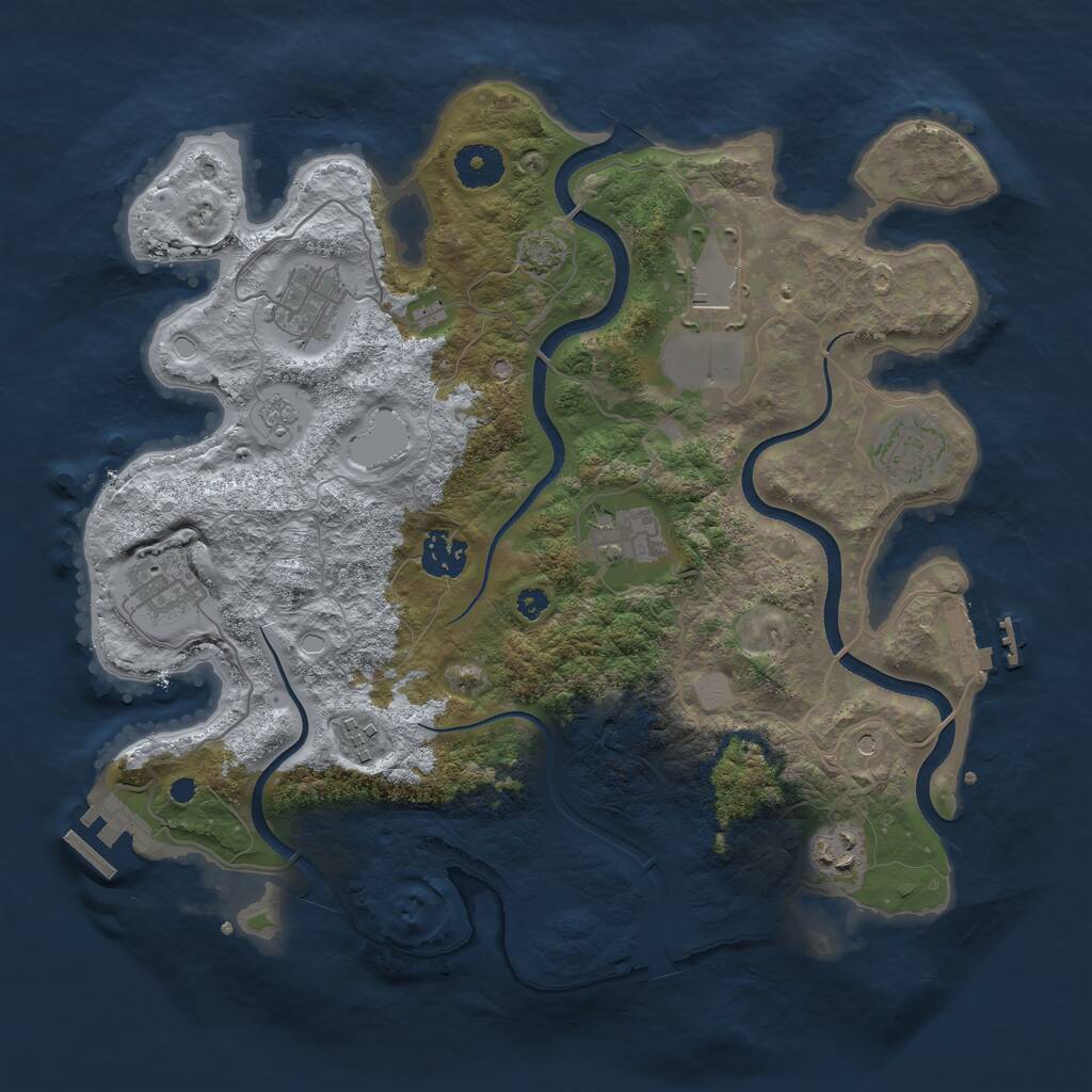 Rust Map: Procedural Map, Size: 3500, Seed: 1131652798, 14 Monuments